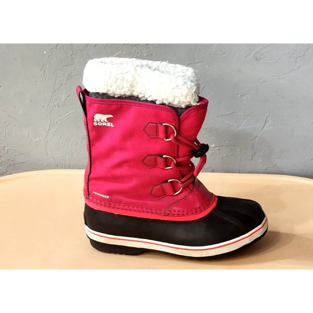 Sorel Kids Yoot PAC Nylon Haute‎ Pink Waterproof Snow boots Kids Size 4